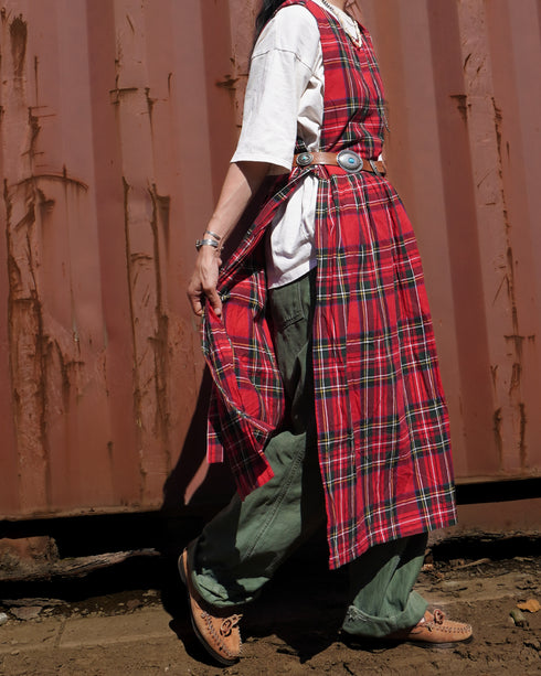 <販売開始 9月19日 金曜日 21:00 〜> INDIGO Tartan Apron Dress / Red・Blue